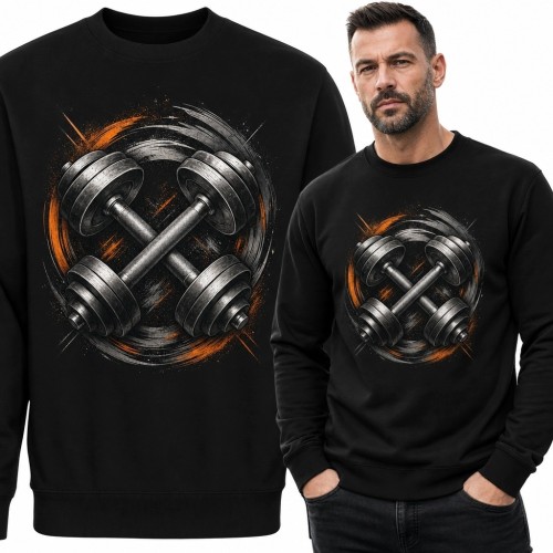Bluza męska bez kaptura - skrzyżowane hantle z efektem ruchu