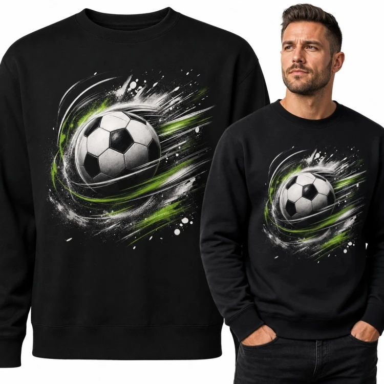 Bluza męska bez kaptura - piłka nożna w dynamicznej smudze ruchu