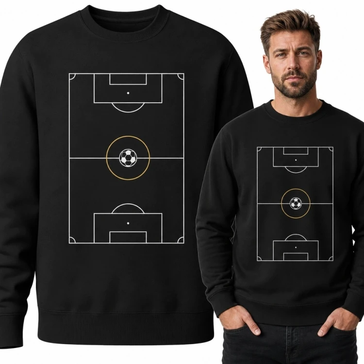 Bluza męska bez kaptura z boiskiem piłkarskim - minimalistyczny motyw futbolowy