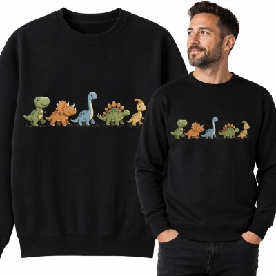 Bluza męska bez kaptura - pięć kolorowych dinozaurów