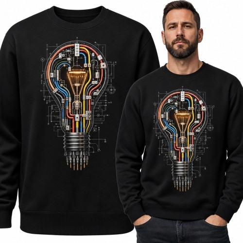 Bluza męska bez kaptura z technicznym przekrojem żarówki