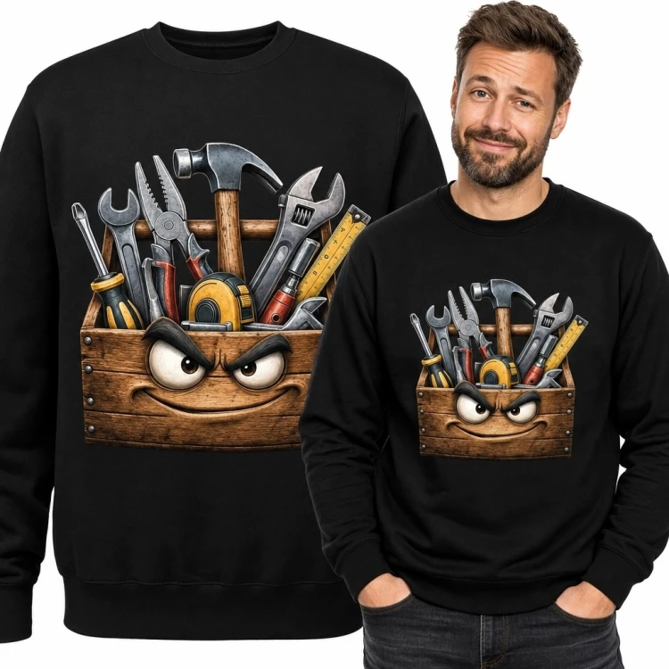 Bluza męska bez kaptura - gniewna skrzynka narzędziowa