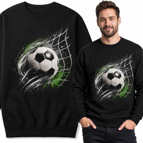 Bluza męska bez kaptura z piłką wpadającą do siatki - dynamiczny motyw gola
