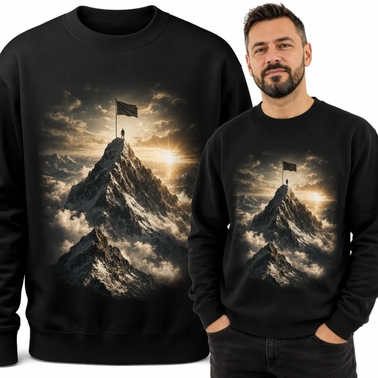 Bluza męska bez kaptura - zdobywca na górskim szczycie