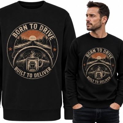 Bluza męska bez kaptura dla kierowcy ciężarówki „Born to Drive”