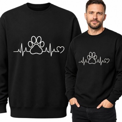 Bluza męska bez kaptura - łapa z linią pulsu i sercem