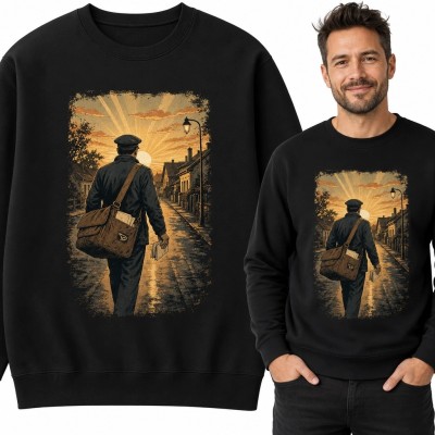 Bluza męska bez kaptura z listonoszem - nostalgiczny motyw retro