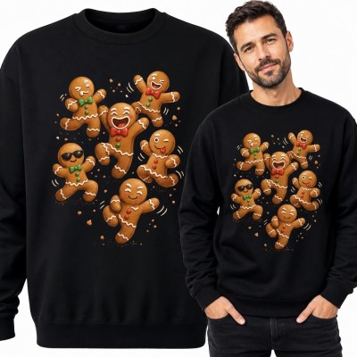 Bluza męska bez kaptura z roztańczoną ekipą pierników - świąteczny wzór