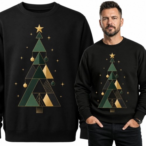Bluza męska bez kaptura z geometryczną choinką - Boże Narodzenie