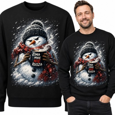 Bluza męska bez kaptura z bałwanem „Zima mnie nie rusza” - zimowy humor