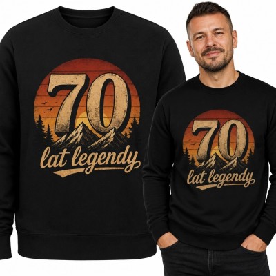 Bluza męska bez kaptura na 70 urodziny - „70 lat legendy” z górskim motywem