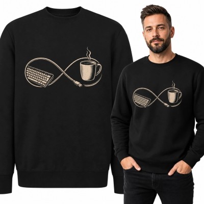 Bluza męska bez kaptura - klawiatura, kawa i znak nieskończoności
