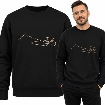 Bluza męska bez kaptura z minimalistycznym motywem roweru i gór