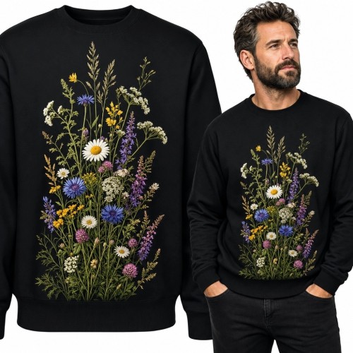 Bluza męska bez kaptura - kolorowe polne kwiaty