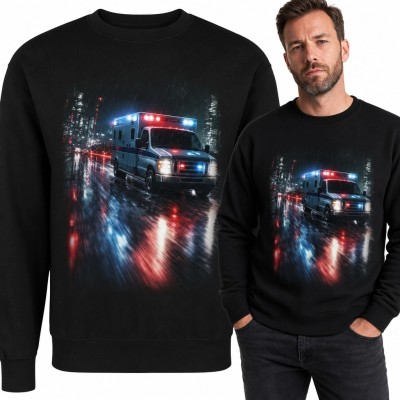Bluza męska bez kaptura z karetką nocą - ratownictwo medyczne