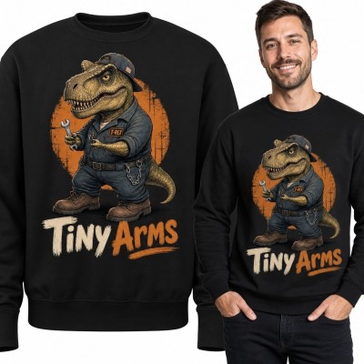 Bluza męska bez kaptura z mechanicznym T-Rexem „Tiny Arms”