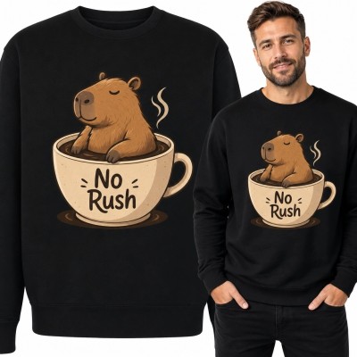 Bluza męska bez kaptura z kapibarą „No Rush” - humorystyczny nadruk