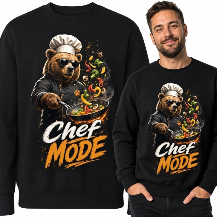 Bluza męska bez kaptura - niedźwiedź kucharz „Chef Mode”