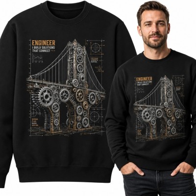 Bluza męska bez kaptura dla inżyniera „Engineer” - most i koła zębate