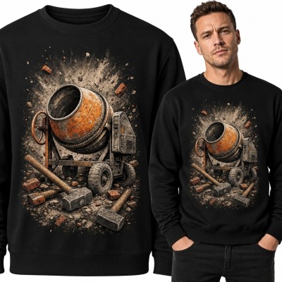 Bluza męska bez kaptura z betoniarką - dla budowlańca