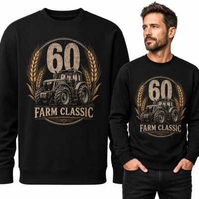 Bluza męska bez kaptura z traktorem „Farm Classic” na 60 urodziny - rolniczy motyw vintage