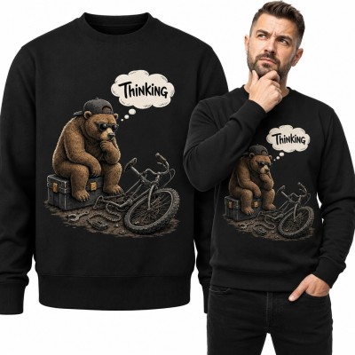 Bluza męska bez kaptura z niedźwiedziem mechanikiem „Thinking”