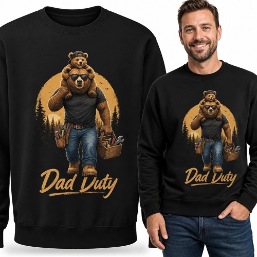 Bluza męska bez kaptura „Dad Duty” - niedźwiedzi tata
