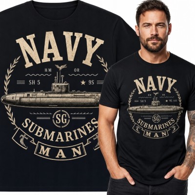 Koszulka męska z okrętem podwodnym „Navy - Submarine Man”