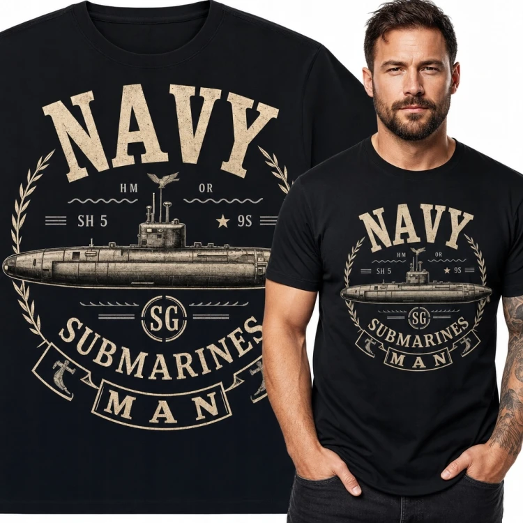 Koszulka męska z okrętem podwodnym „Navy - Submarine Man”