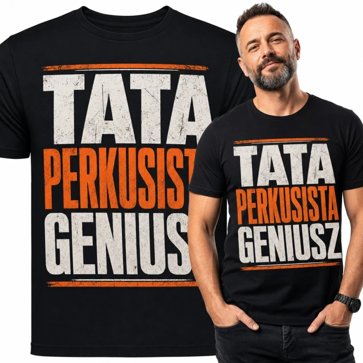Koszulka męska „Tata perkusista geniusz” - na Dzień Ojca dla taty muzyka