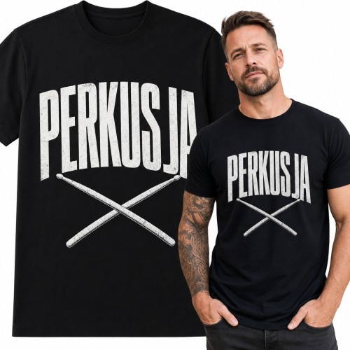 Koszulka męska „Perkusja” ze skrzyżowanymi pałkami dla perkusisty