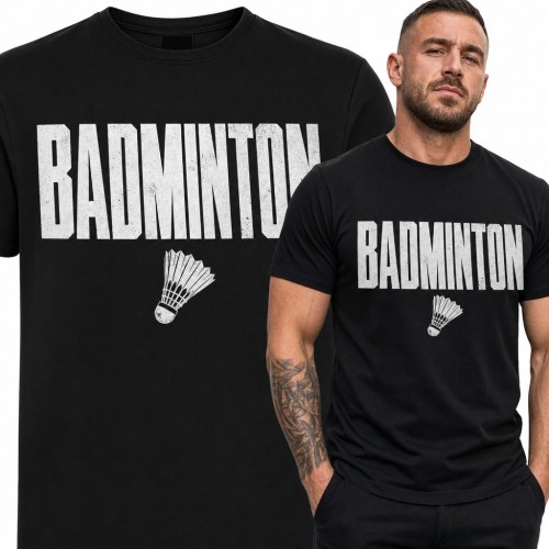 Koszulka męska „Badminton” z lotką - dla badmintonisty