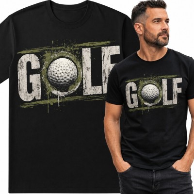 Koszulka męska „Golf” z piłką golfową w stylu grunge