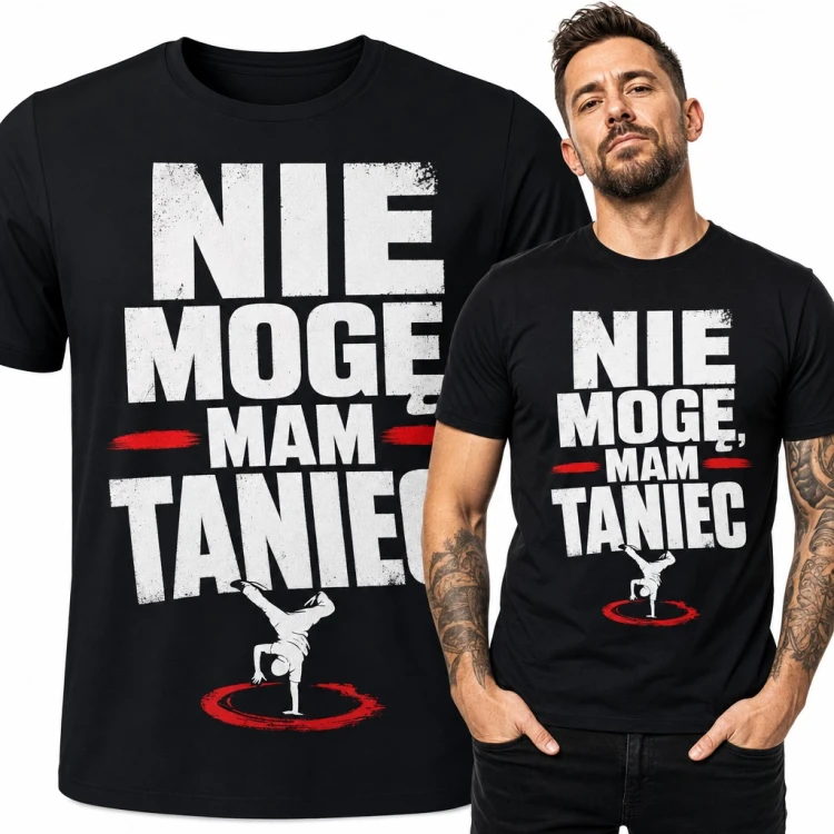 Koszulka męska „Nie mogę, mam taniec” - tancerz breakdance na jednej ręce