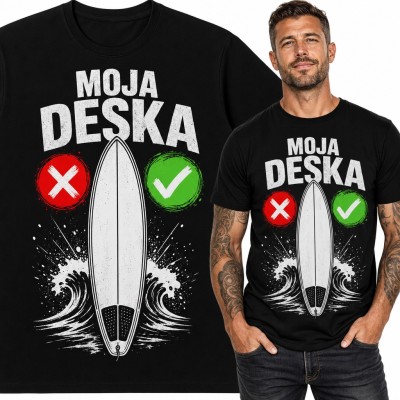 Koszulka męska „Moja deska” - surfing z falami i ikonami tak i nie