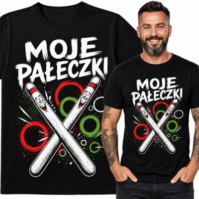 Koszulka męska „Moje pałeczki” - uśmiechnięte pałki dla perkusisty