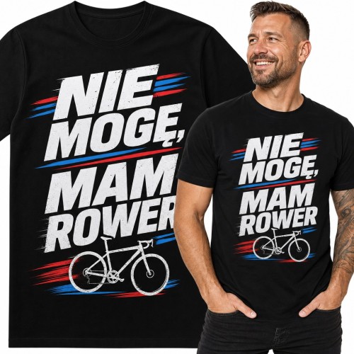 Koszulka męska „Nie mogę, mam rower” z rowerem szosowym dla rowerzysty