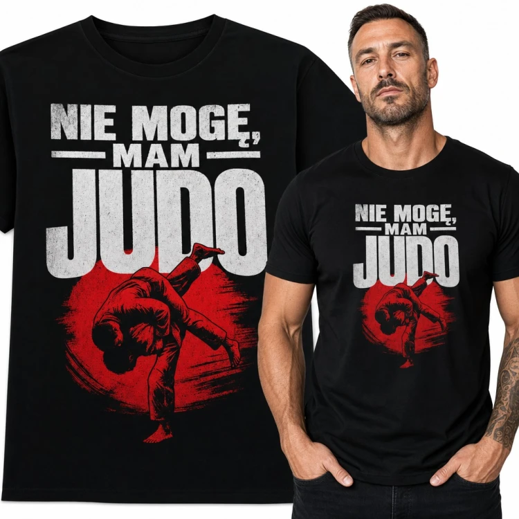 Koszulka męska „Nie mogę, mam judo” - judoka wykonujący rzut dla fana sportów walki