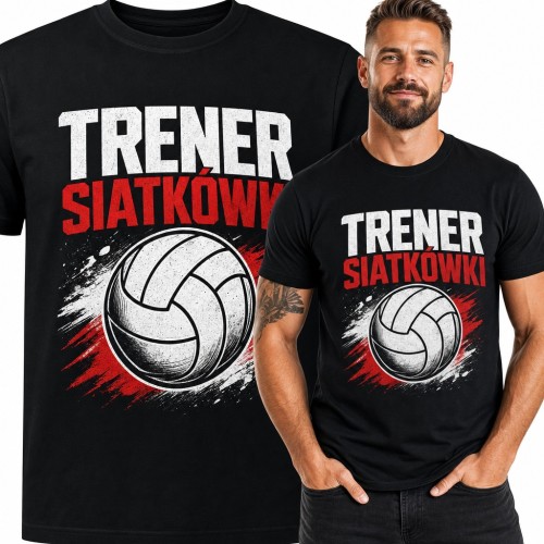 Koszulka męska „Trener siatkówki” z piłką siatkową