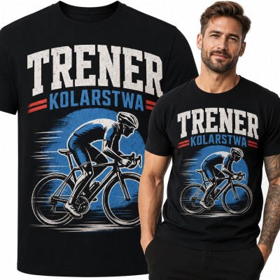 Koszulka męska „Trener kolarstwa” - kolarz szosowy na rowerze