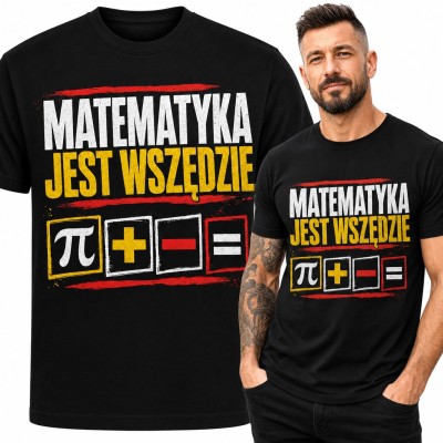 Koszulka męska „Matematyka jest wszędzie” z liczbą Pi i znakami działań