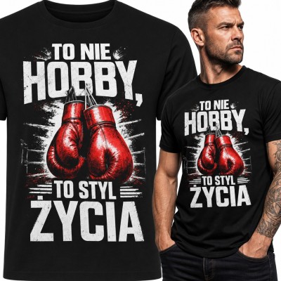 Koszulka męska dla boksera - czerwone rękawice bokserskie „To nie hobby, to styl życia”