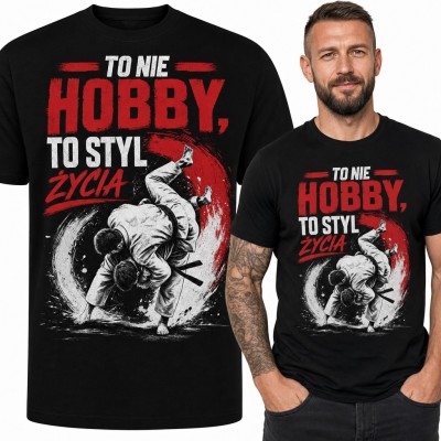 Koszulka męska judo z rzutem judoków - „To nie hobby, to styl życia”