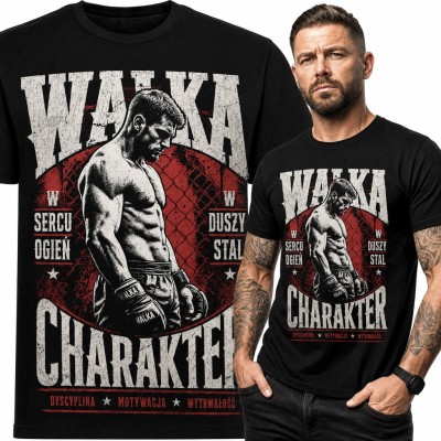 Koszulka męska „Walka Charakter” - zawodnik MMA w klatce