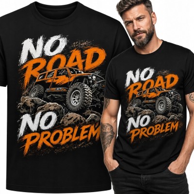 Koszulka męska z terenówką 4x4 „No Road No Problem” - off-road