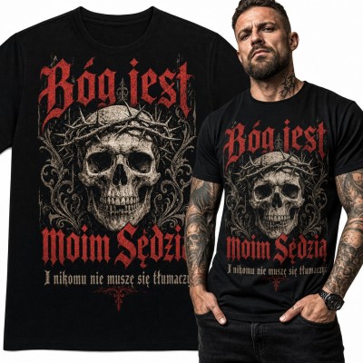 Koszulka męska „Bóg jest moim Sędzią” - czaszka w koronie cierniowej