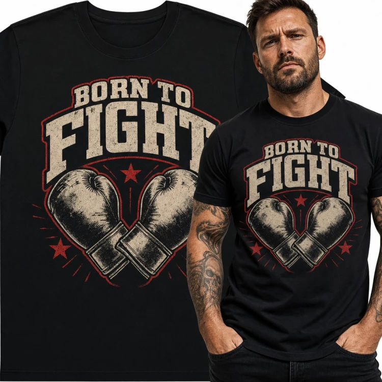 Koszulka męska „Born to Fight” - rękawice bokserskie dla boksera