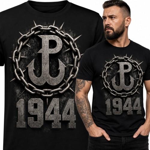 Koszulka męska „1944” - kotwica Polski Walczącej w kolczastym łańcuchu