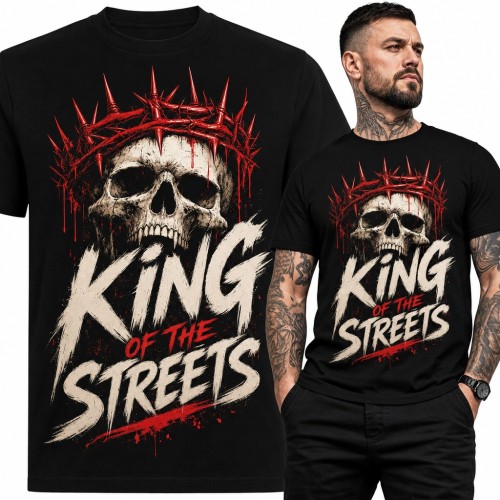 Koszulka męska czaszka w koronie cierniowej „King of the Streets”