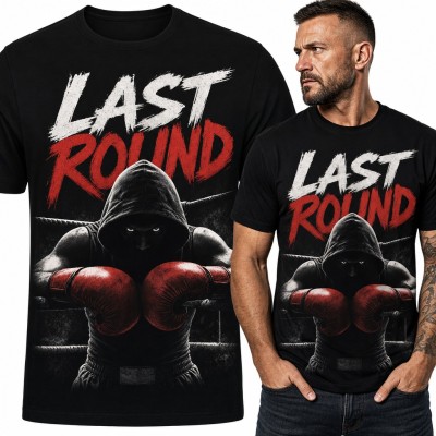 Koszulka męska „Last Round” - bokser w kapturze na ringu